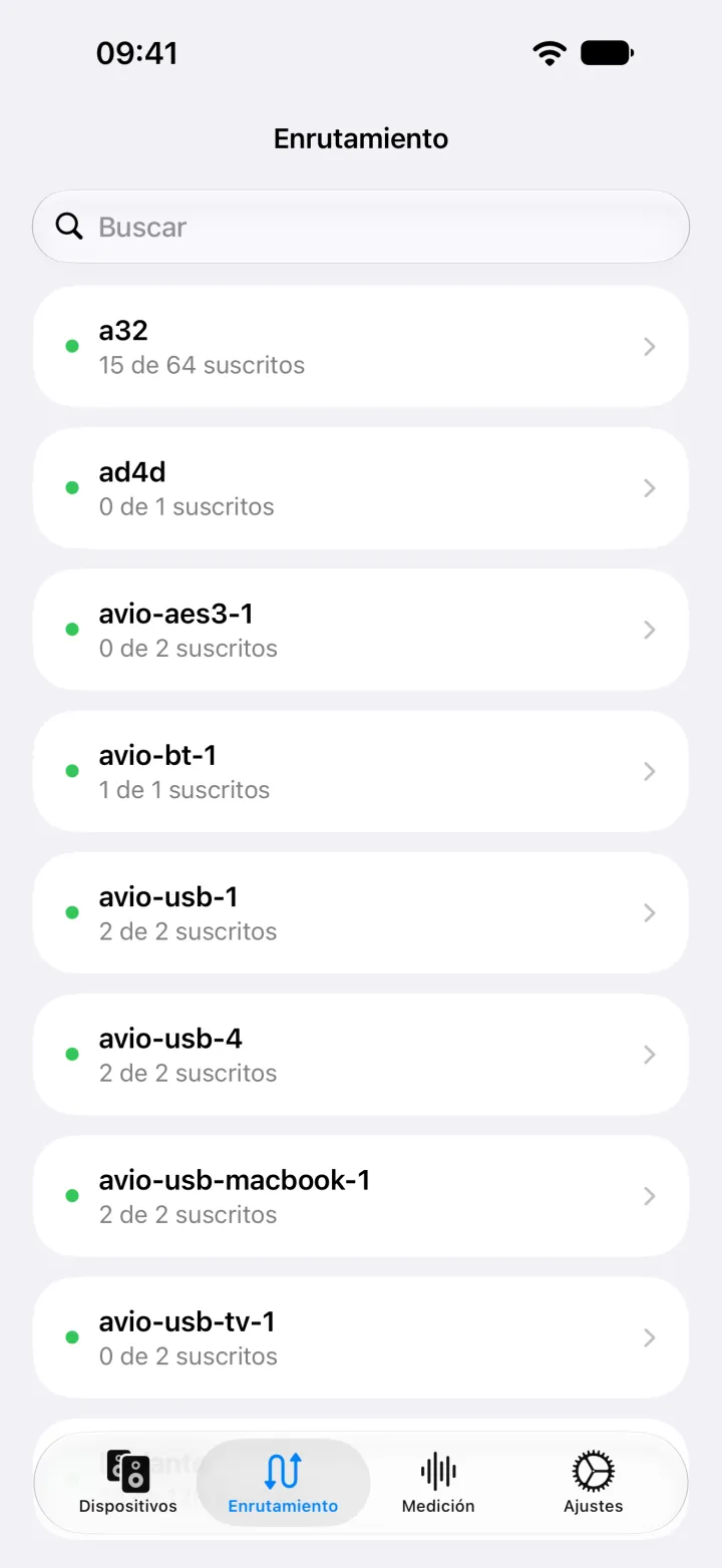 El enrutamiento en iPhone, con cada dispositivo y cuántos de sus canales de recepción están suscritos.